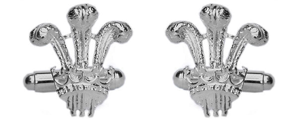 Prince of Wales Feathers Sterling Silver Cufflinks