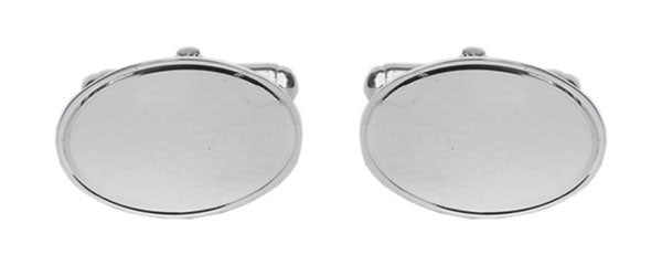 Lined Edge Oval Sterling Silver Cufflinks
