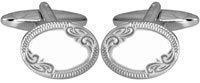 Oval Engraved Edge Hallmarked Sterling Silver Cufflinks