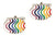 Rainbow Wave Oval Enamel & Rhodium Plated Cufflinks