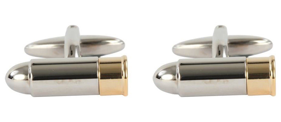 Bullet Gold and Rhodium Plated Cufflinks