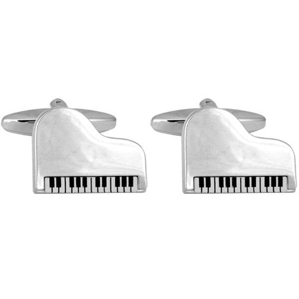 Grand Piano Rhodium Plated Cufflinks