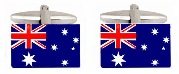 Australian Flag Rhodium Plated Cufflinks