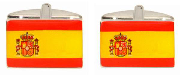 Spanish Flag Rhodium Plated Cufflinks