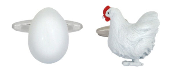 Chicken & Egg Rhodium Plated Cufflinks