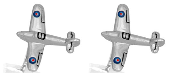 3D Hurricane Aircraft Rhodium Plated Cufflinks