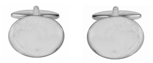 Oval Large Flat Plain Rhodium Plated Cufflinks
