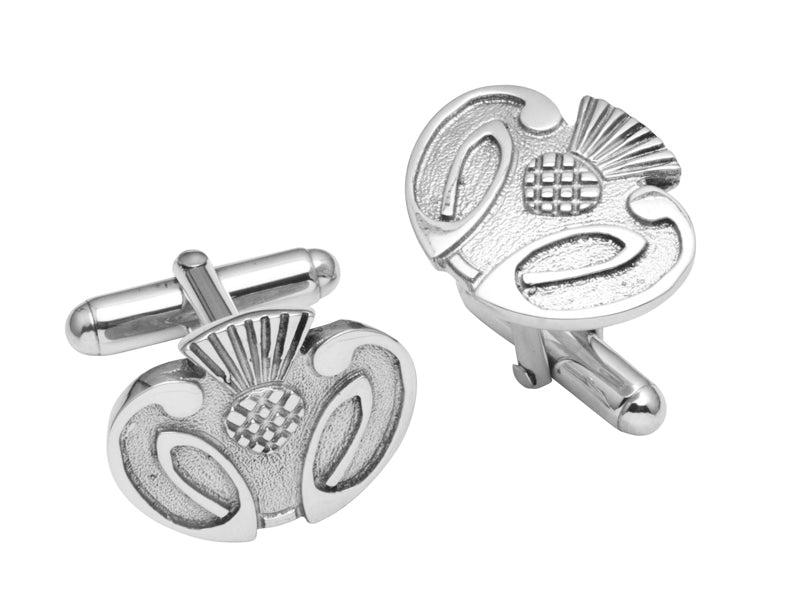 Sterling Silver Contemporary Thistle Cufflinks