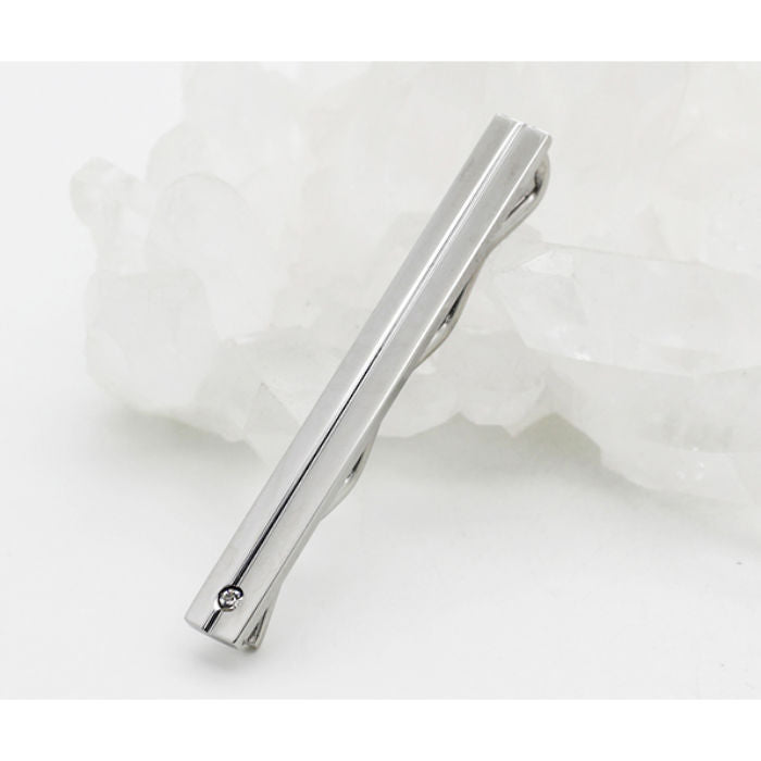Stainless Steel Tie Slide With CZ Stone - 00001