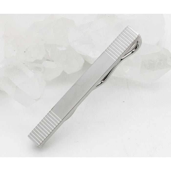 Stainless Steel Tie Slide With Grooved Details - 00003