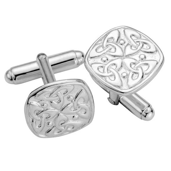 Sterling Silver Relief Detail Celtic Knot Cufflinks