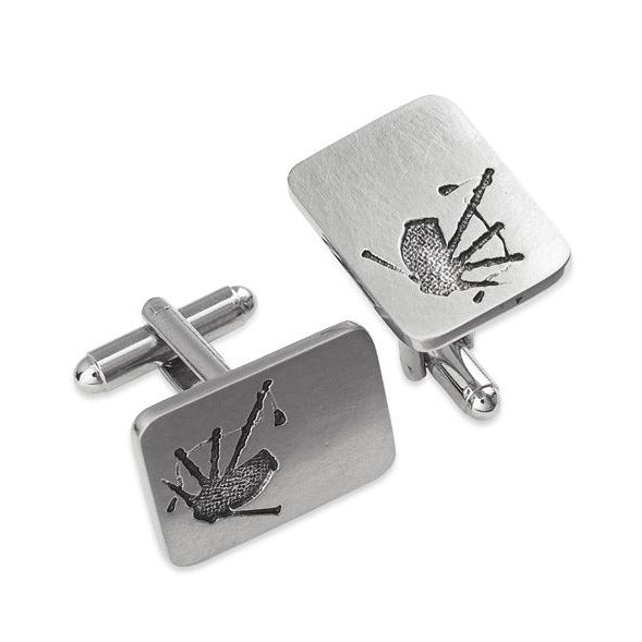 Bagpipes Silhouette Pewter Cufflinks