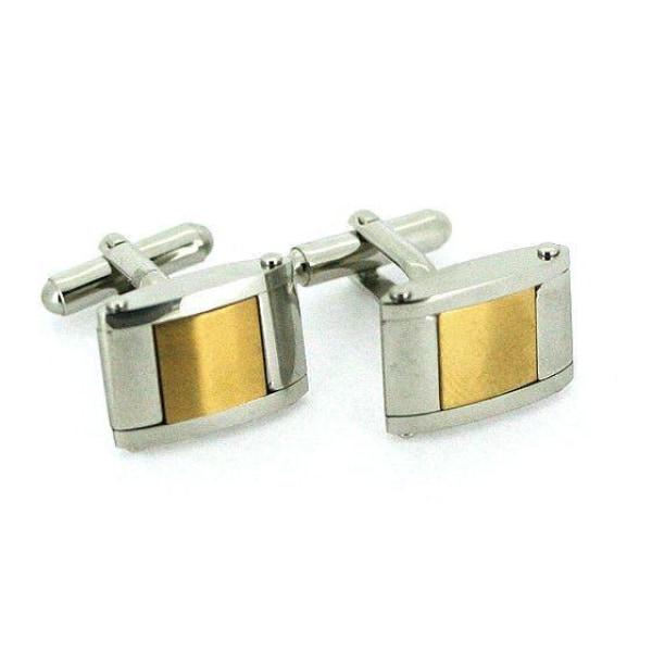 Rectangular Cufflinks - Stainless Steel With Gold Plating