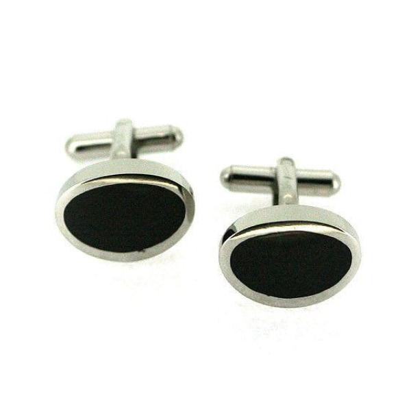 Stainless Steel and Rubber Oval Cufflinks